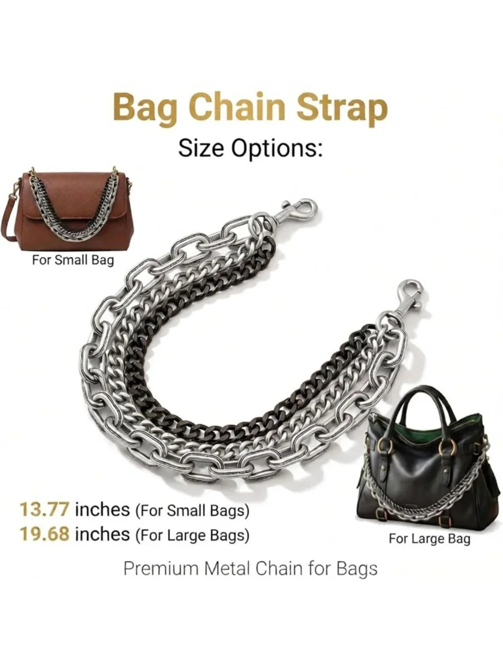 Trendy Two-Tone Gold Bag Charm Chain & Key Pendant - Vintage Jewelry Gift for
